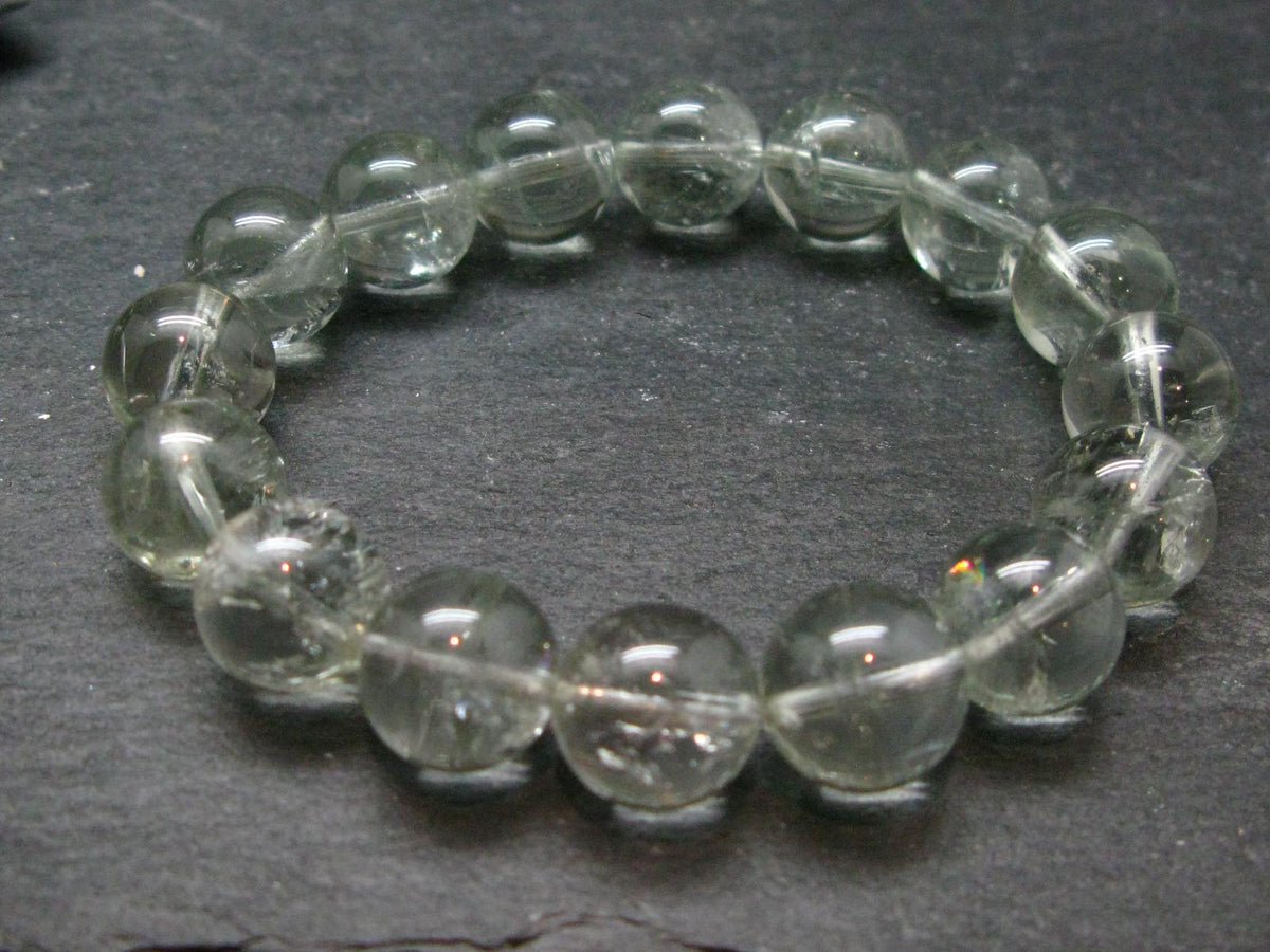 Prasiolite Green Amethyst Genuine Bracelet ~ 7 Inches ~ 12mm Round Beads