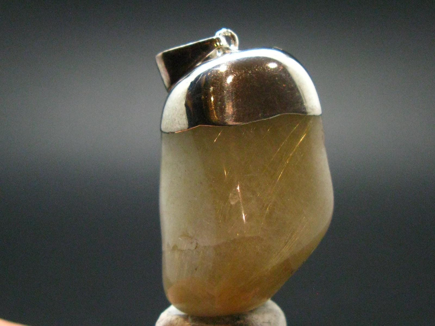Rutilated Quartz Silver Pendant From Brazil - 1.5"