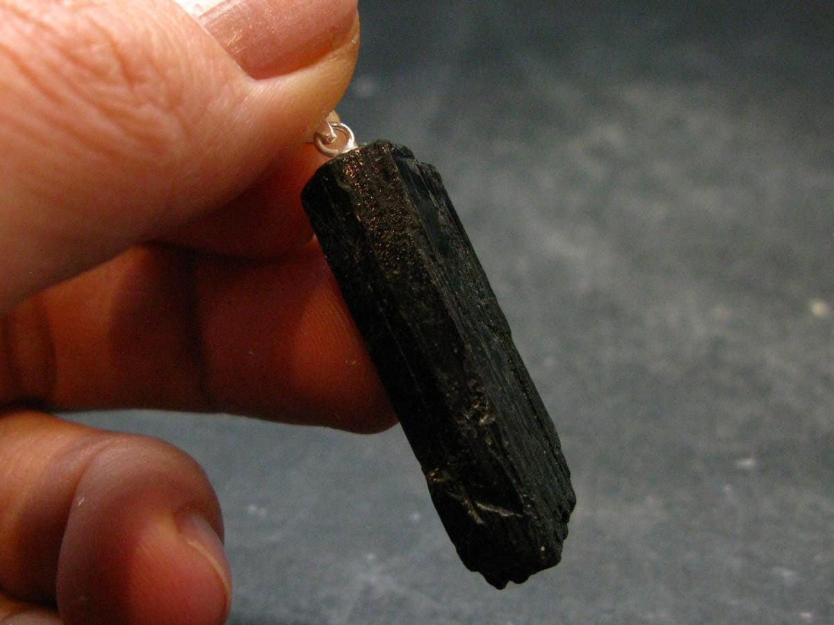 Aegirine Crystal Silver Pendant From Malawi - 1.5" - 4.41 Grams