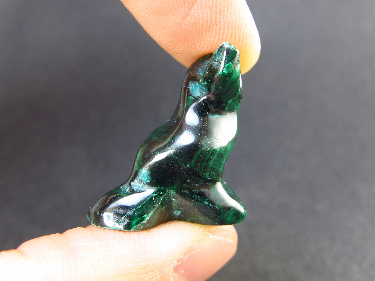 Rich Vivid Vibrant Green Malachite Bird Carving From Congo - 0.8" - 6.7 Grams
