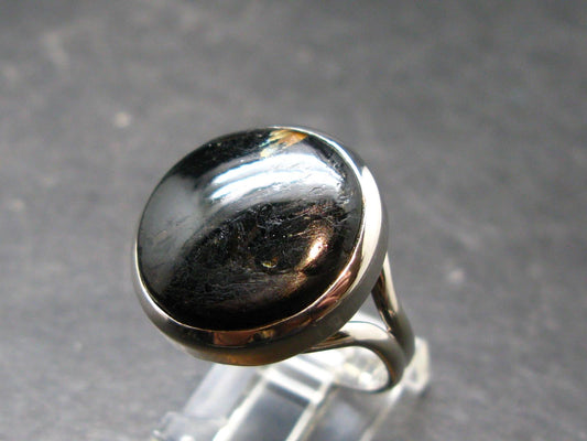 Real!! Very Rare Nuumite Nuummite Sterling Silver Ring from Greenland - 7.75 Grams - Size 8