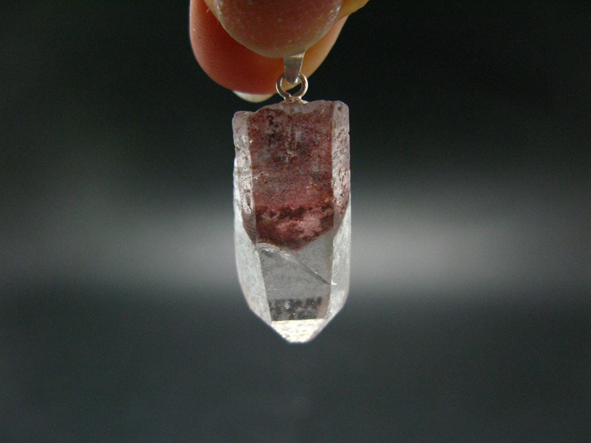 Phantom Hematite in Quartz Crystal Pendant From India - 1.2" - 4.33 Grams