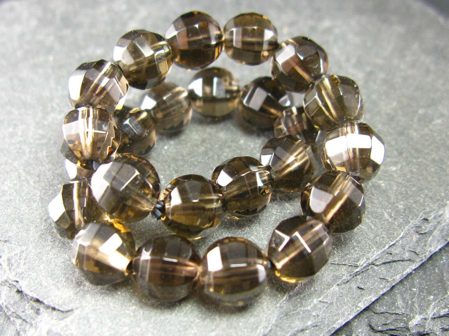 Smoky Quartz Genuine Bracelet ~ 7 Inches ~ 8mm Facetted Beads