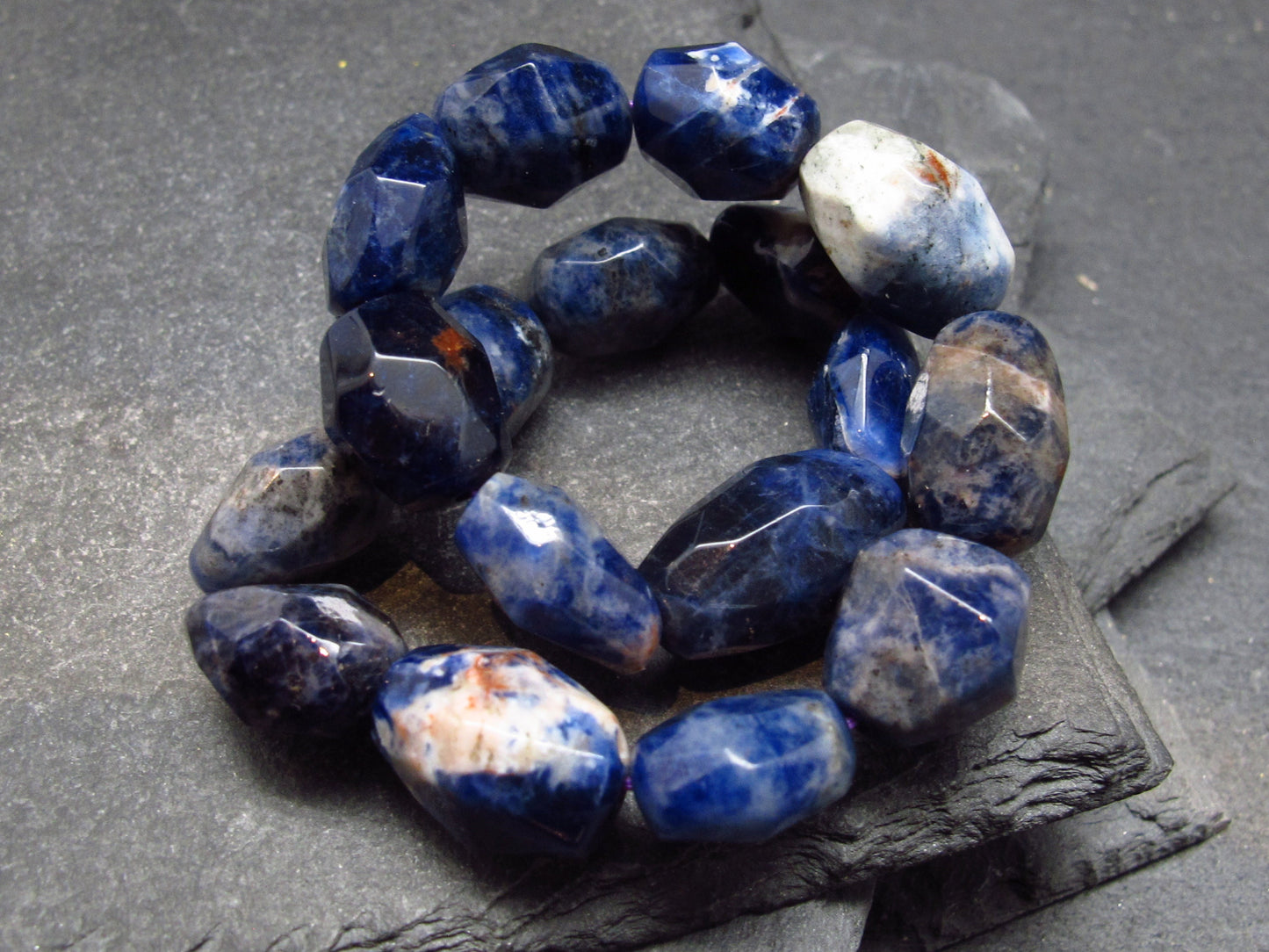 Sodalite Genuine Bracelet ~ 7 Inches ~ 12mm Facetted Beads