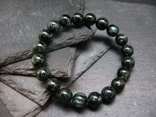 Seraphinite Clinochlore Genuine Bracelet ~ 7 Inches ~ 9mm Round Beads