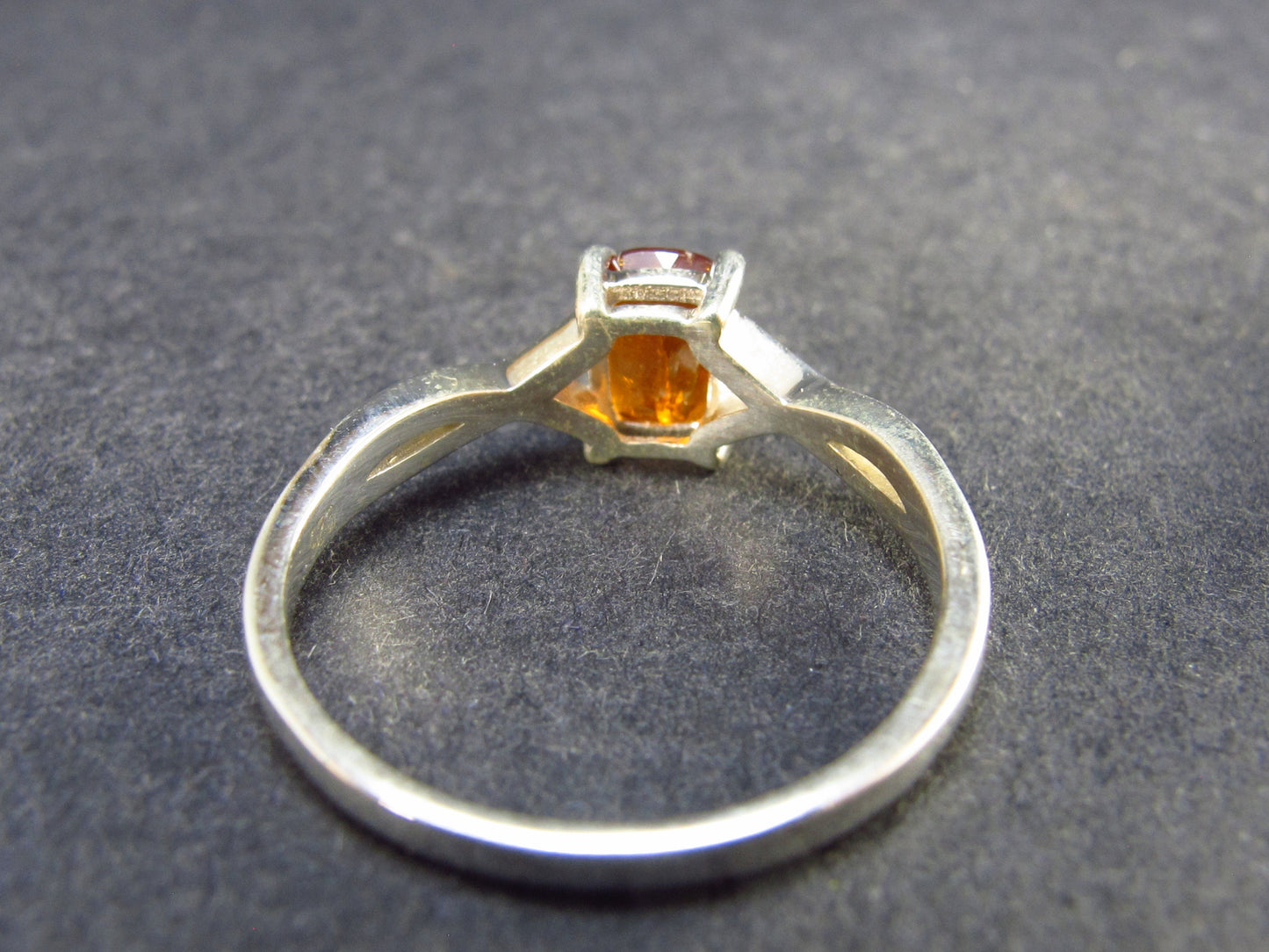 Faceted Orange Kyanite Crystal Silver Ring From Brazil - 2.2 Grams - Size 8.25