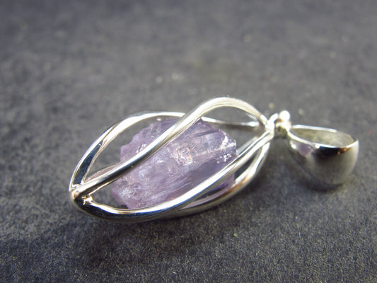 Purple Scapolite Pendant in SS From Afghanistan - 1.3" - 2.57 Grams
