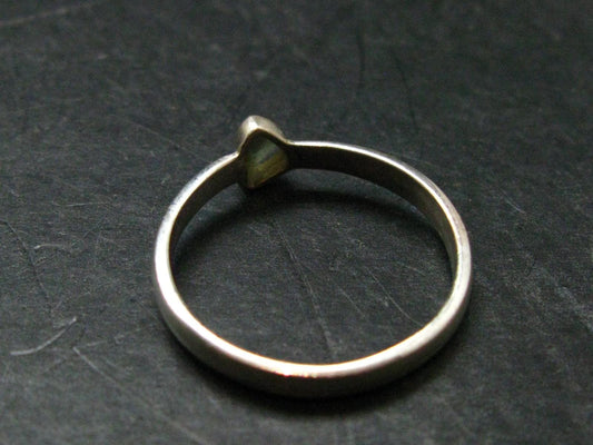 Cute Gem Moldavite Sterling Silver Ring From Czech Republic - Size 10.5 - 2.34 Grams