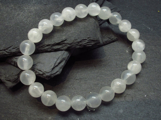 White Calcite Genuine Bracelet ~ 7 Inches ~ 8mm Round Beads