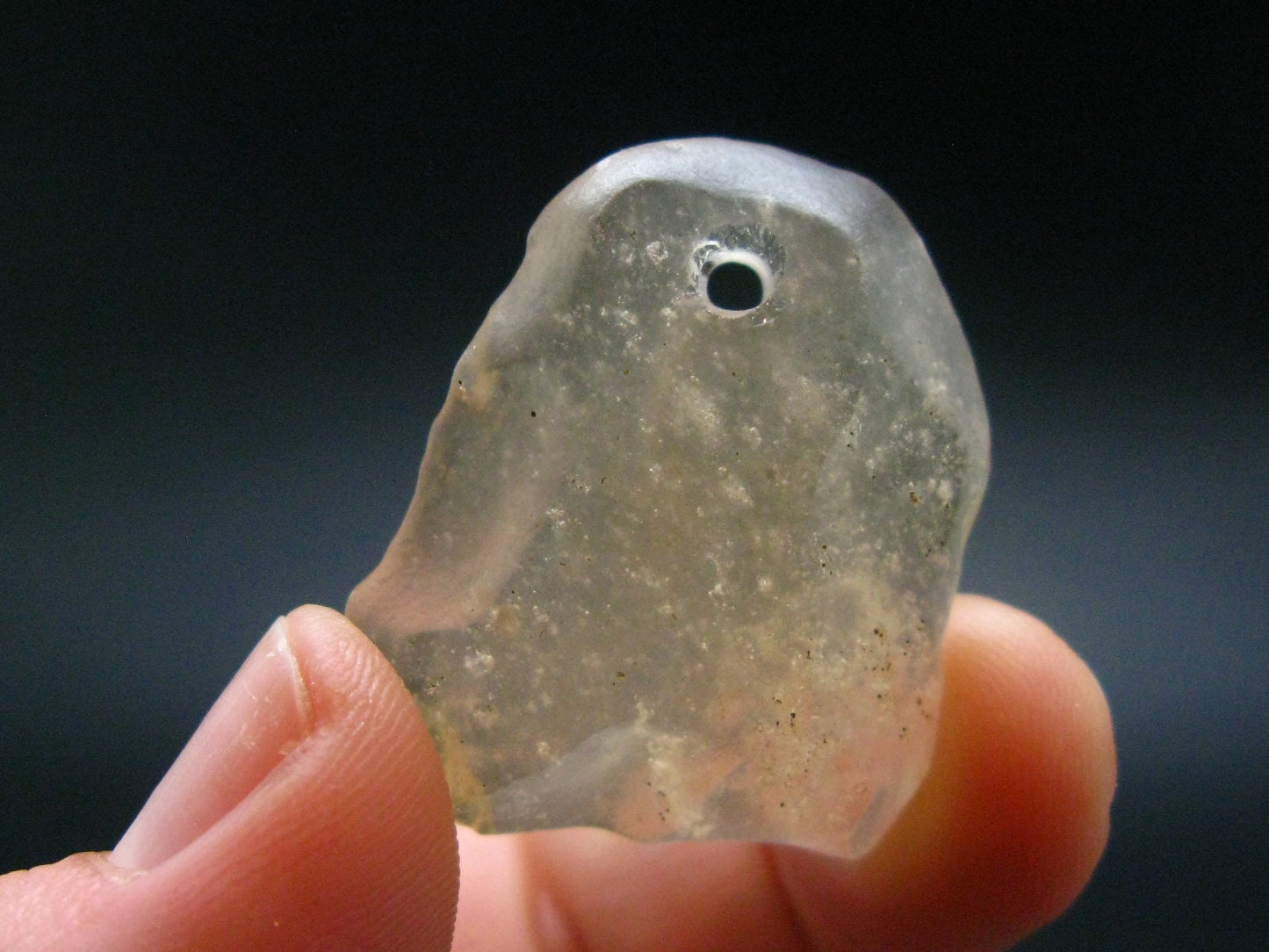 Gem Libyan Desert Glass Tektite Free Form Pendant From Libya - 1.1" - 6.03 Grams
