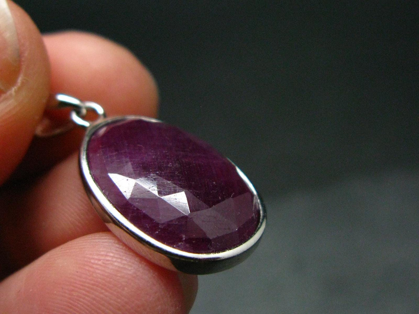 Star Ruby Sterling Silver Pendant - 1.0" - 2.79 Grams