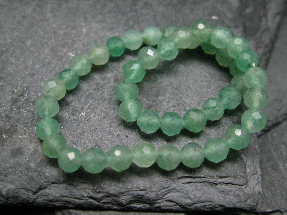 Green Aventurine Genuine Bracelet ~ 7 Inches ~ 4mm Round Facetted Beads