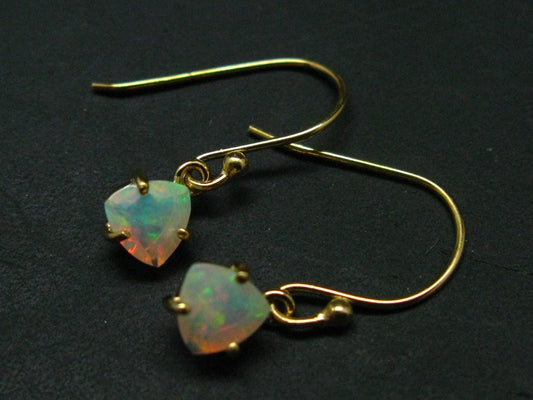 Precious Opal Sterling Silver Gold Plated Earrings from Ethiopia - 1.27 Grams