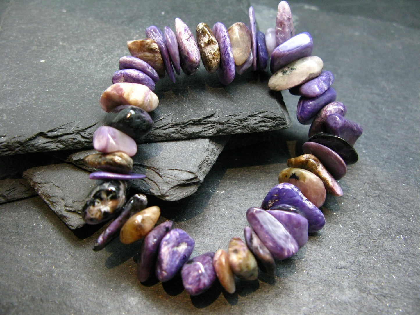 Charoite Genuine Bracelet ~ 7 Inches ~ 16mm Tumbled Beads