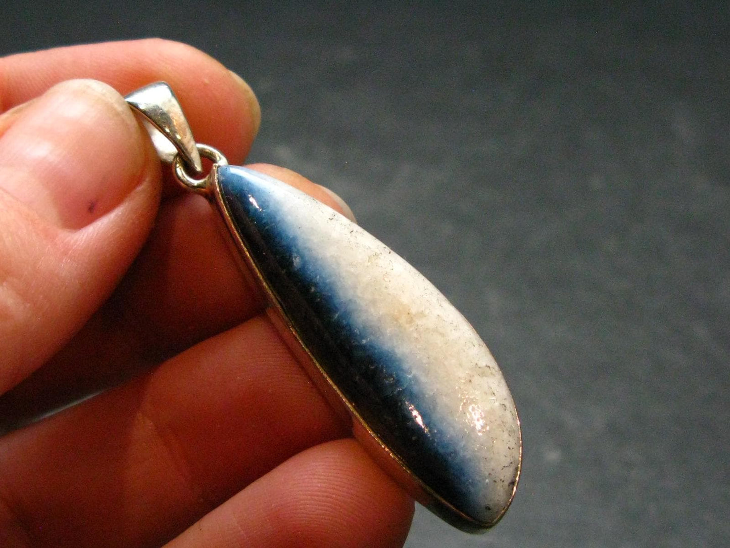 Blue Ice Glacierite Silver Pendant from Indonesia - 1.9" - 7.0 Grams