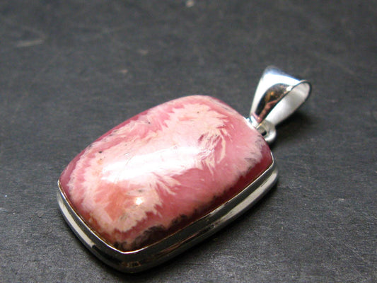 Rhodochrosite Silver Plated Pendant From Argentina - 1.5" - 9.33 Grams