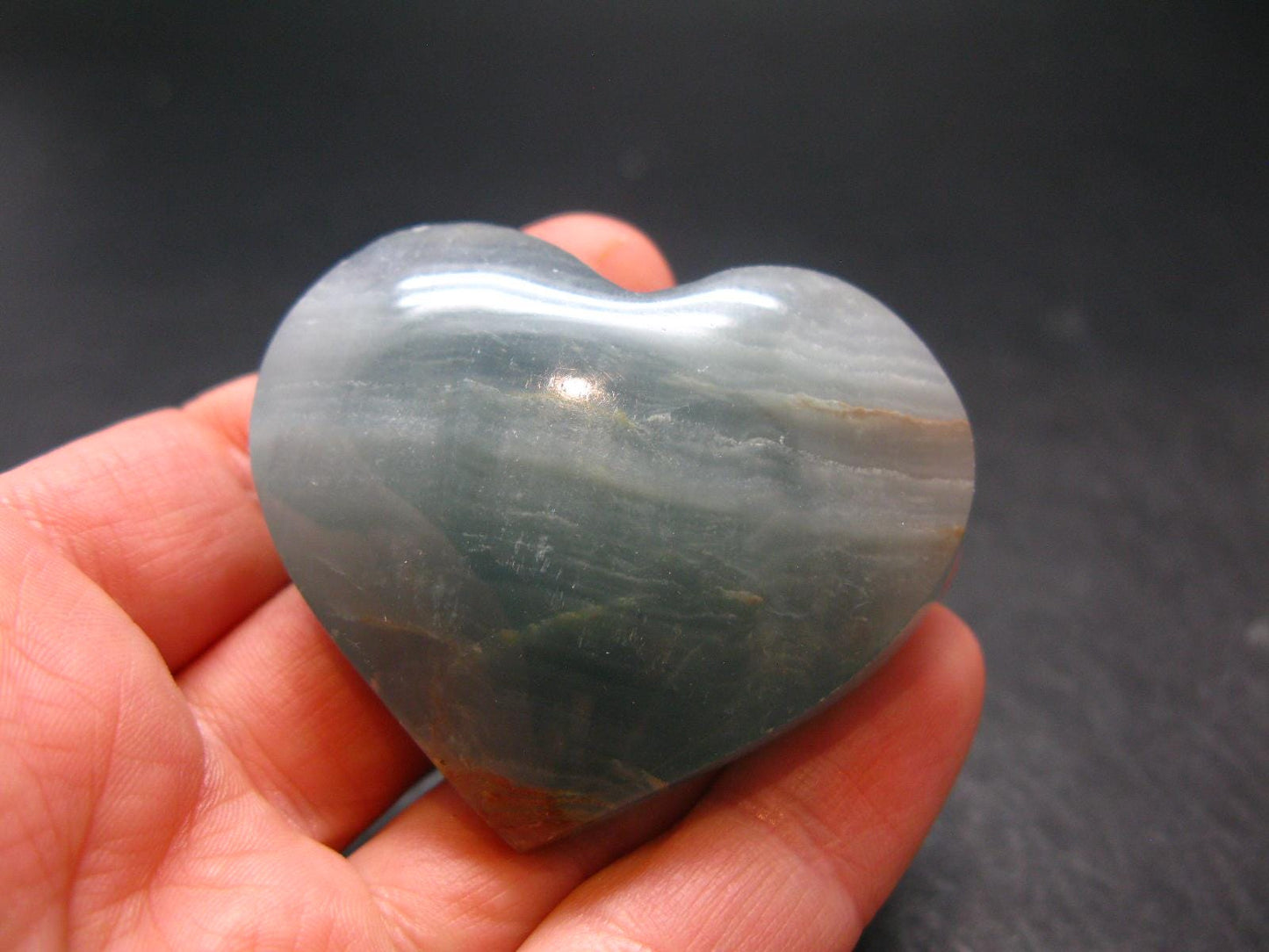 Nice Lemurian Aquatine Blue Calcite Heart From Argentina - 1.6" - 53.91 Grams