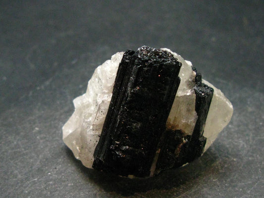 Fine Black Tourmaline In Quartz Crystal From Brazil - 1.7"