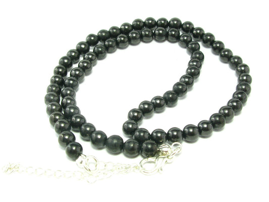 Shungite Necklace with 6mm Round Beads From Russia - 18"