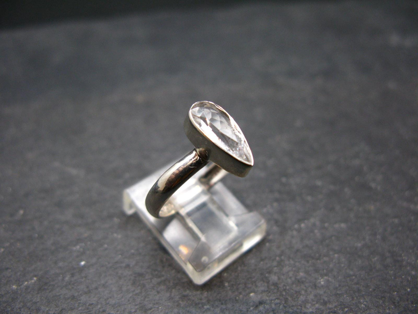Phenakite Phenacite Crystal Facetted Silver 1.79 Carats Ring From Russia - Size 9 - 2.03 Grams