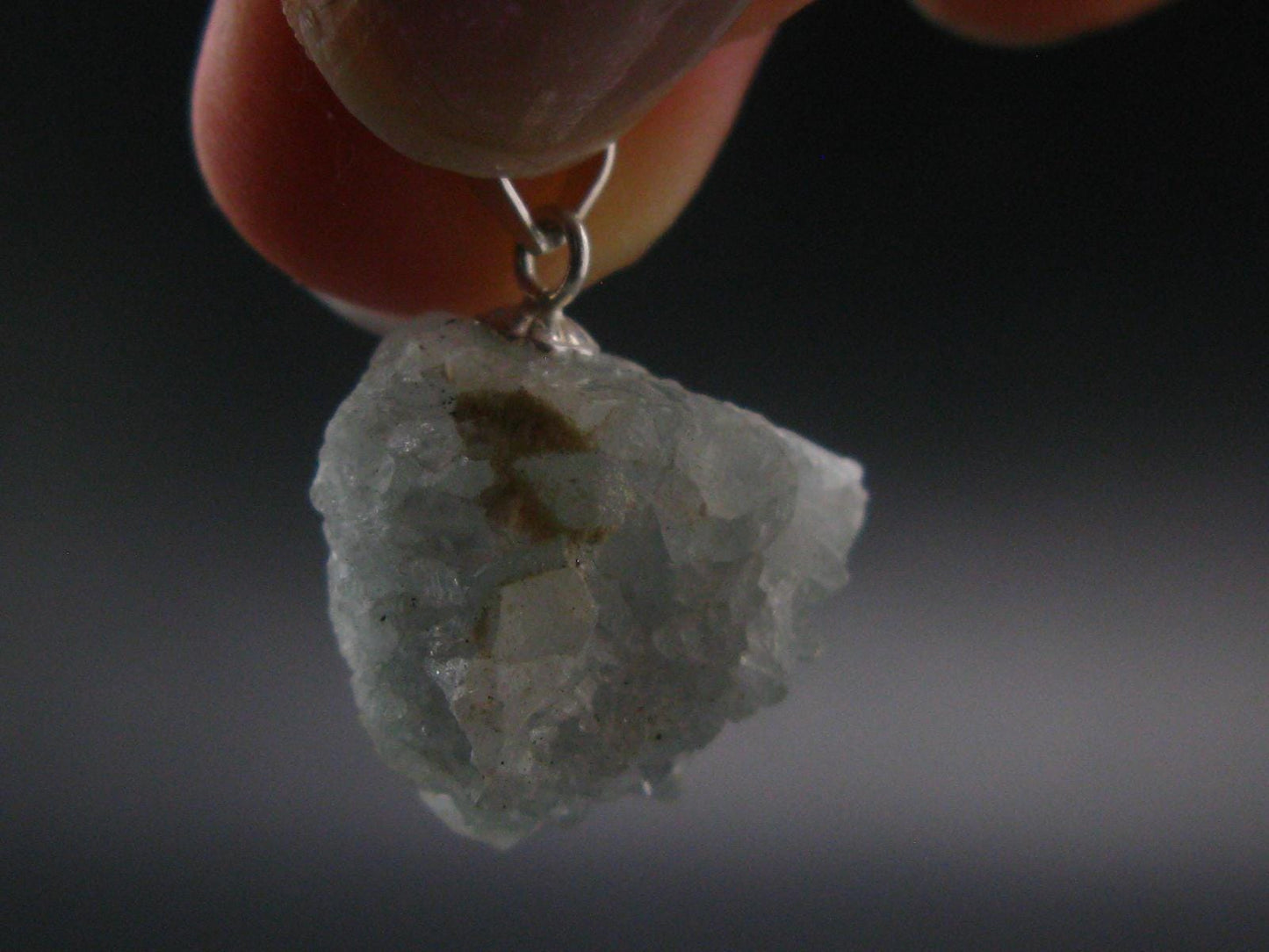 Rare Raw Blue Euclase Gem Crystal Silver Pendant from Brazil - 0.8" - 3.86 Grams