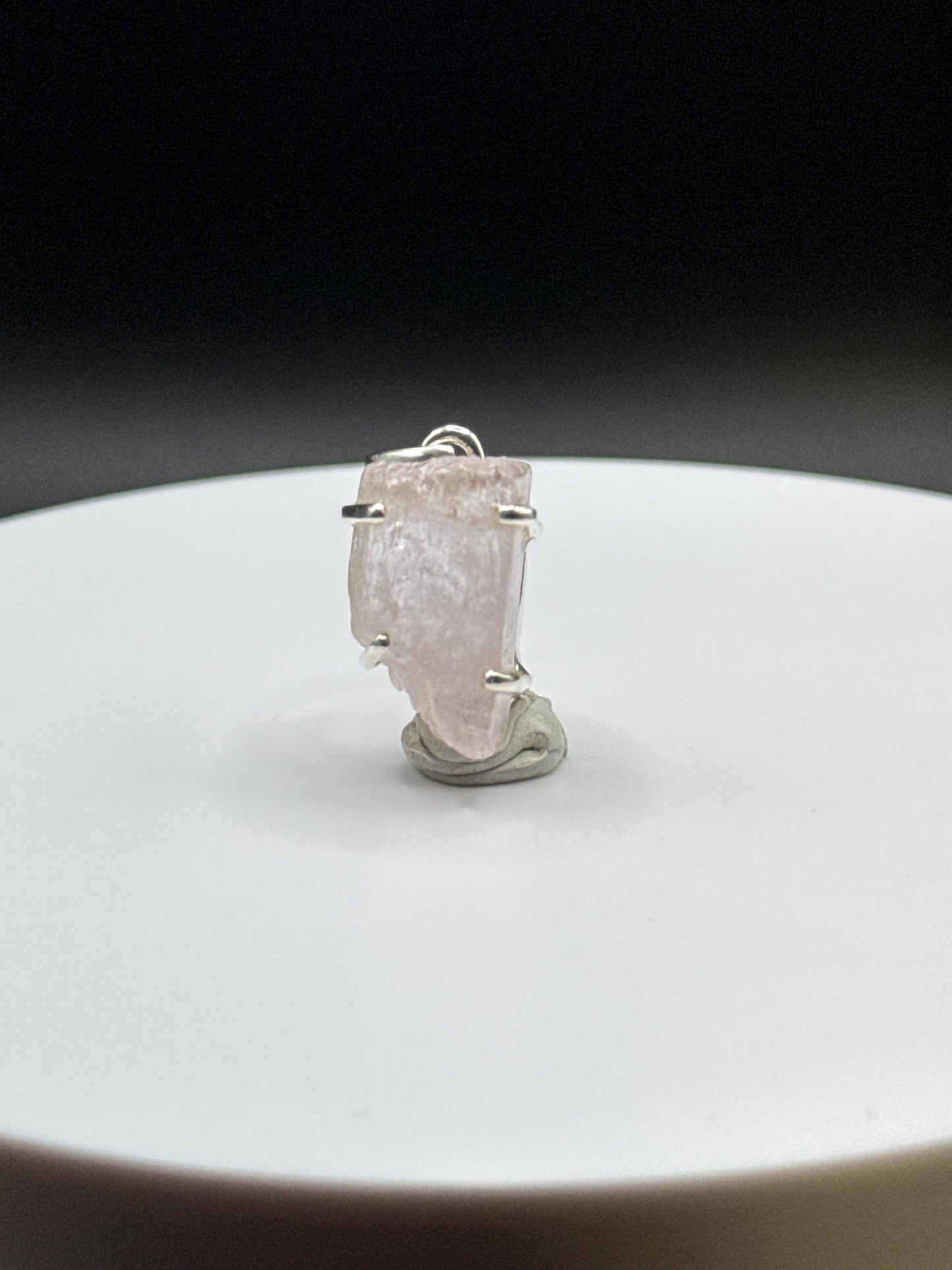 Raw Pink Stone Charm | Natural Crystal Silver Drop
