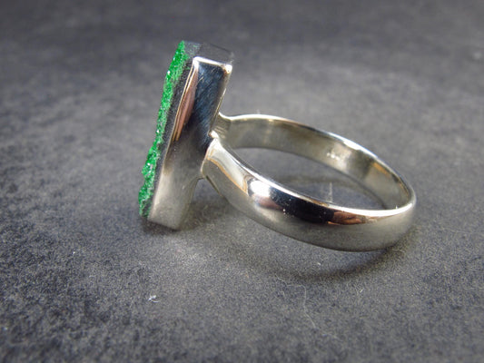 Uvarovite (Green Chromium Garnet) Cluster Silver Ring from Russia - Size 8.5 - 5.02 Grams