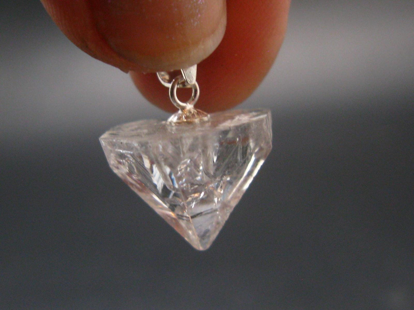 Clear Apophylite Apophyllite Crystal Silver Pendant From India - 0.8" - 1.9 Grams