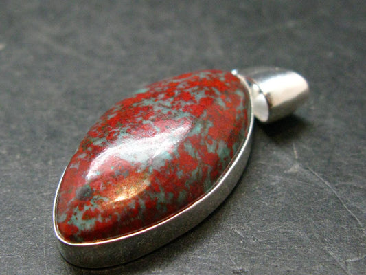 Crimson Cuprite w/ Chrysocola Silver Plated Pendant from Mexico - 1.7" - 6.57 Grams
