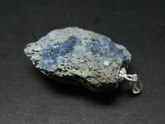 Benitoite Cluster Silver Pendant From California - 1.4" - 3.87 Grams