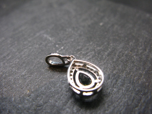 Moldavite Tektite Silver Pendant from Czech Republic - 0.8" - 1.34 Grams