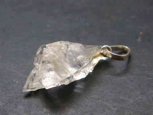 Goshenite Beryl Crystal 925 Silver Pendant From Brazil - 1.1" - 2.12 Grams