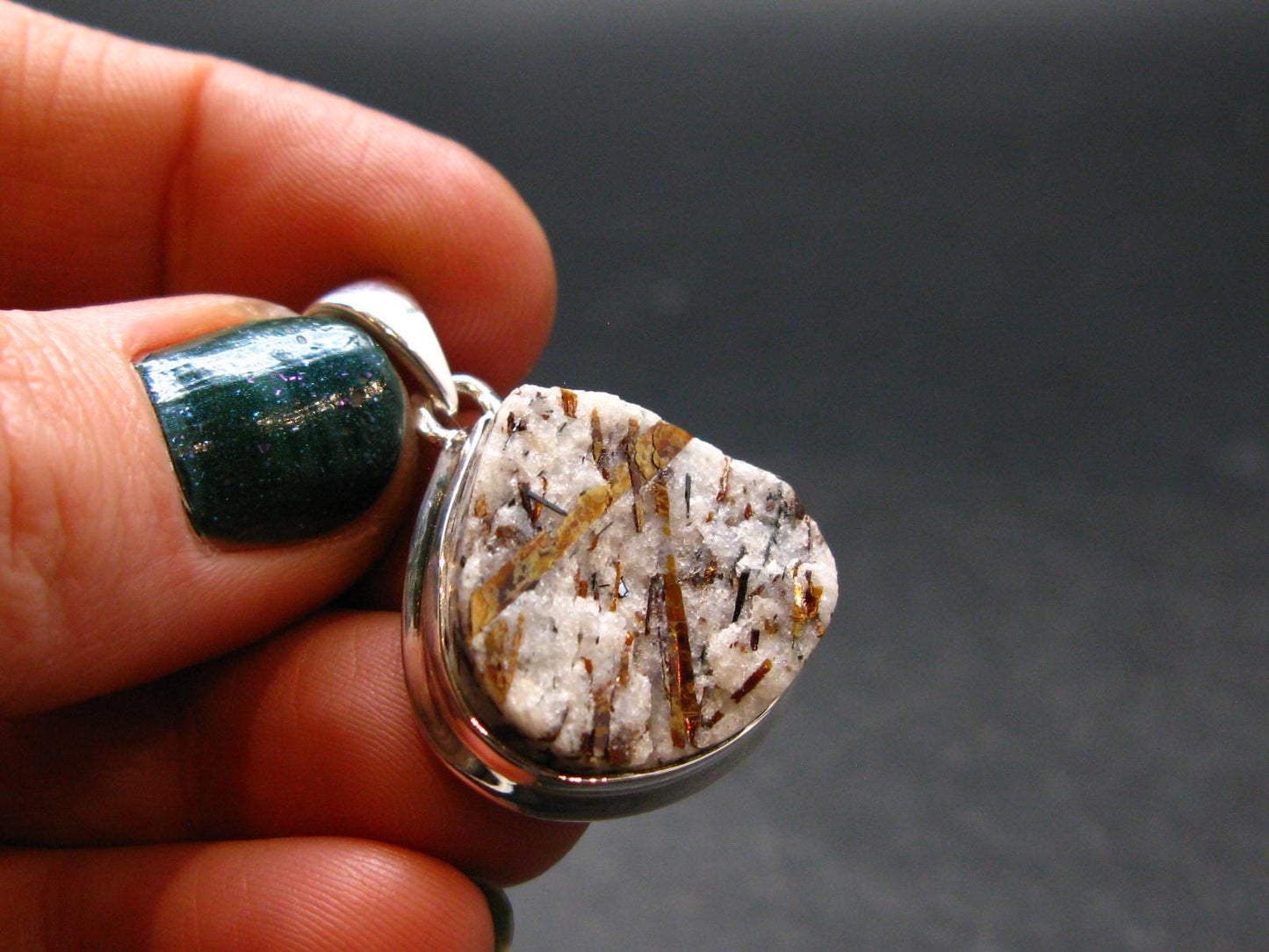 Astrophylite Astrophyllite Silver Pendant From Russia - 1.2" - 6.74 Grams