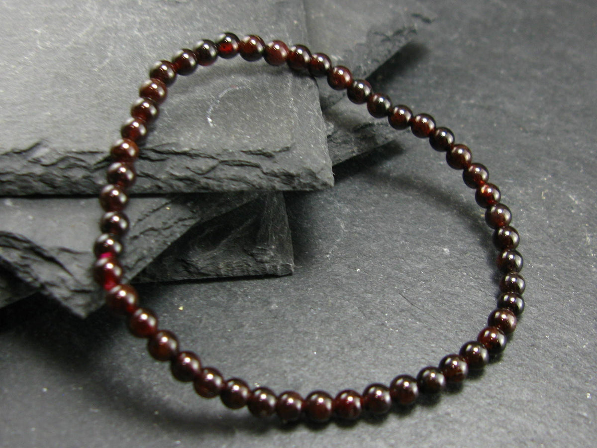 Garnet Almandine Genuine Bracelet ~ 7 Inches ~ 4mm Round Beads
