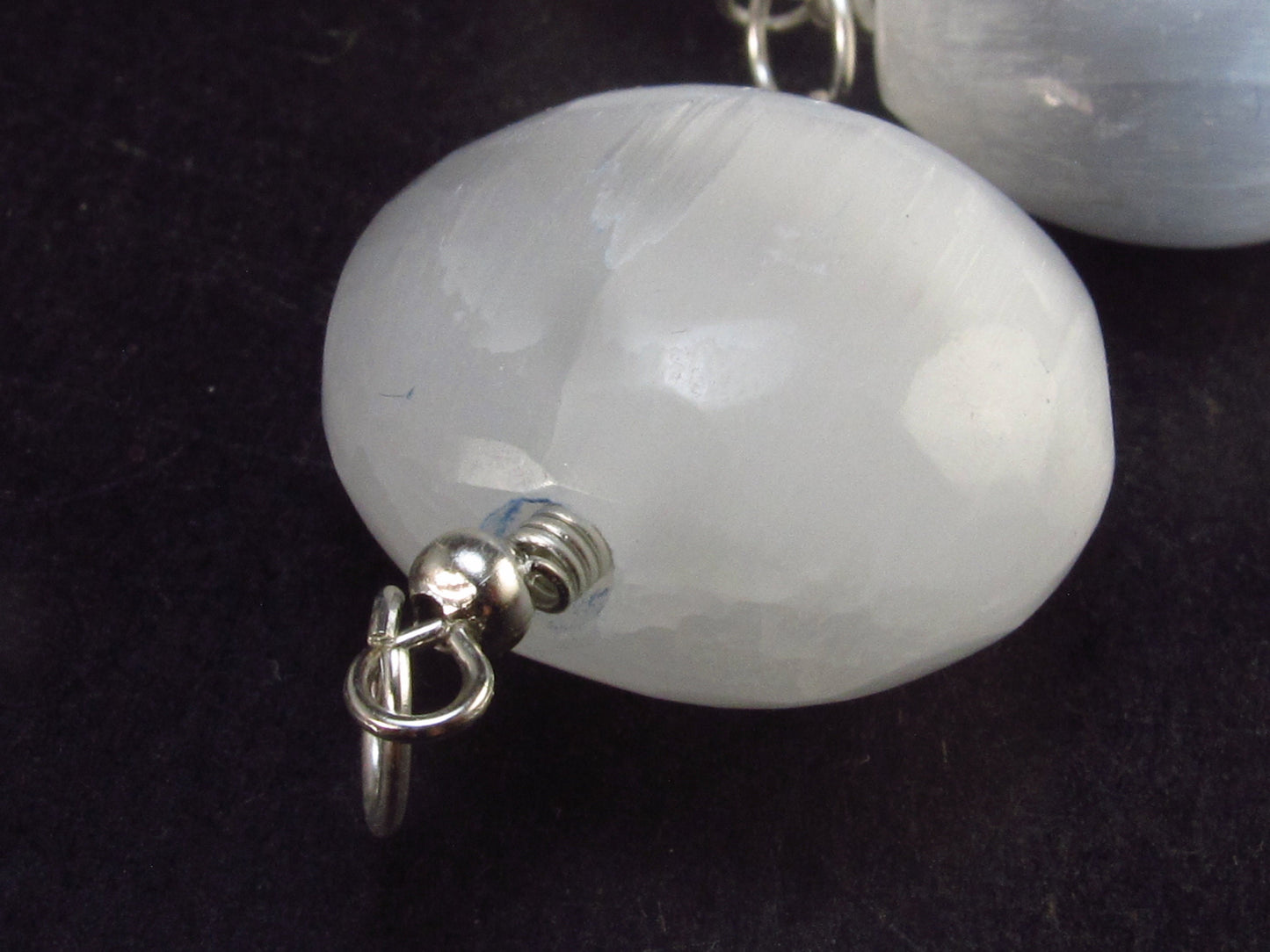 Satin Spar!! Set of 3 Natural Selenite Pendant from Morocco