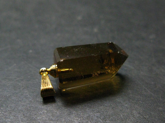 Natural Unheated Citrine Sterling Silver Gold Plated Pendant from Zambia - 1.2" - 4.25 Grams