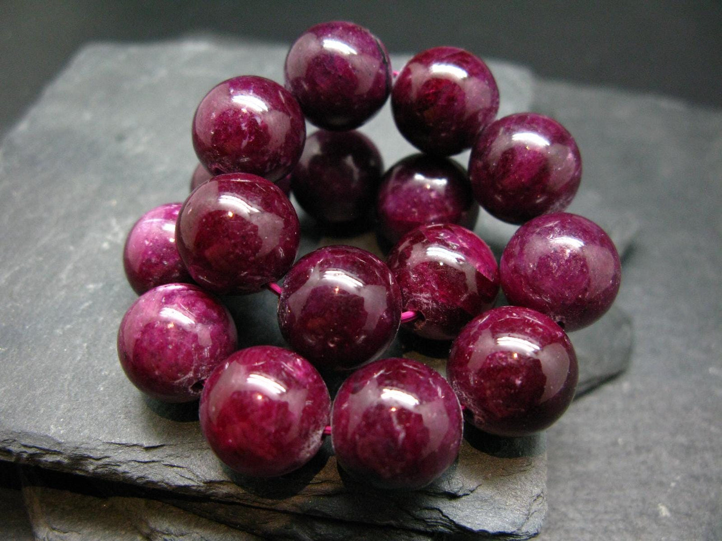 AAA Grade Ruby Genuine Bracelet ~ 8 Inches ~ 15mm Round Beads