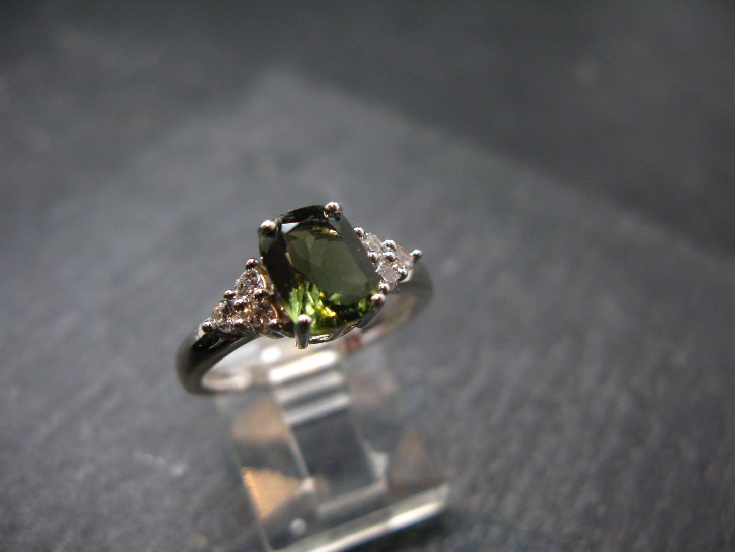 Moldavite Sterling Silver Ring From Czech Republic - Size 7.75 - 2.84 Grams
