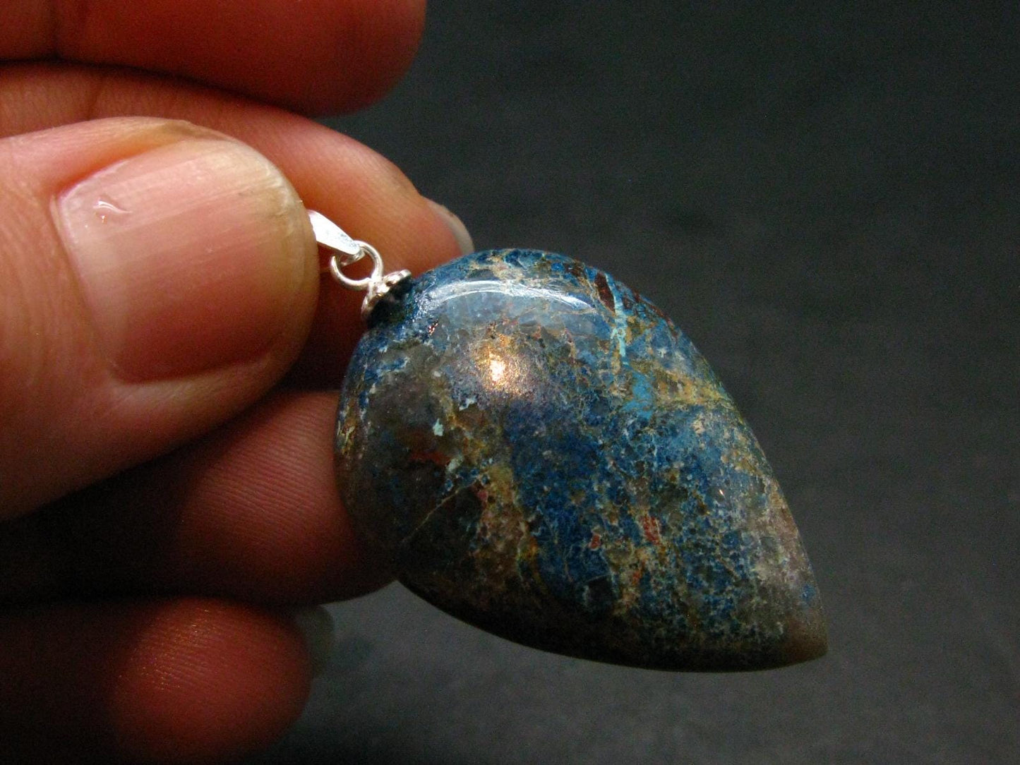 Shattuckite Silver Pendant from Namibia - 1.1" - 5.05 Grams