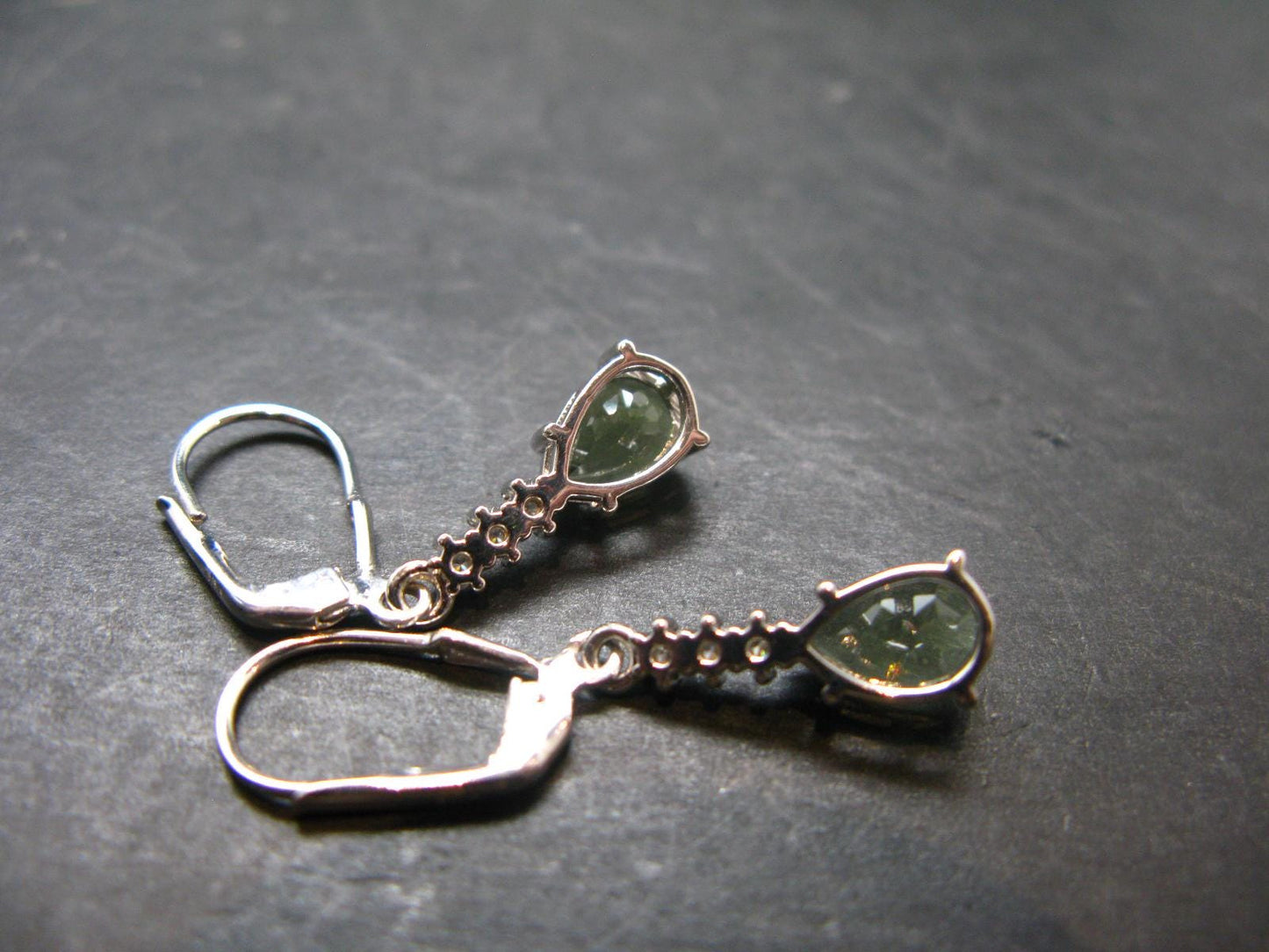 Moldavite Tektite Silver Earrings from Czech Republic - 2.61 Grams