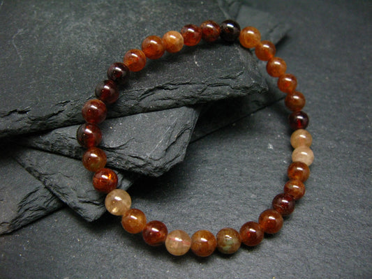 Garnet Hessonite Genuine Bracelet ~ 7 Inches ~ 6mm Round Beads