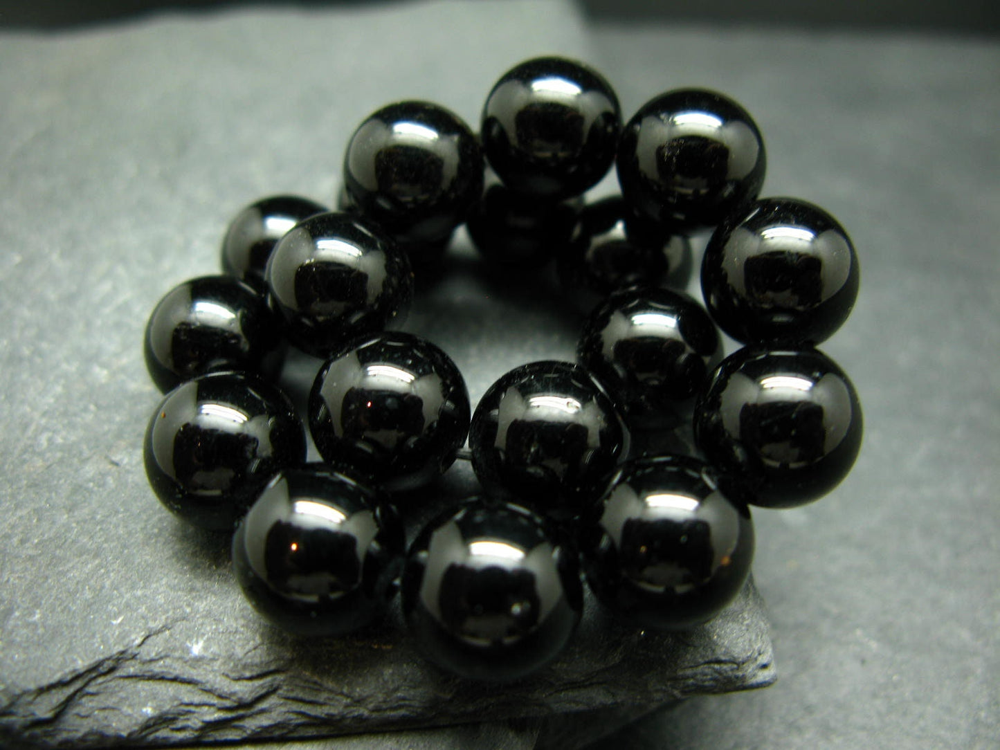Black Tourmaline Genuine Bracelet ~ 7 Inches ~ 10mm Round Beads