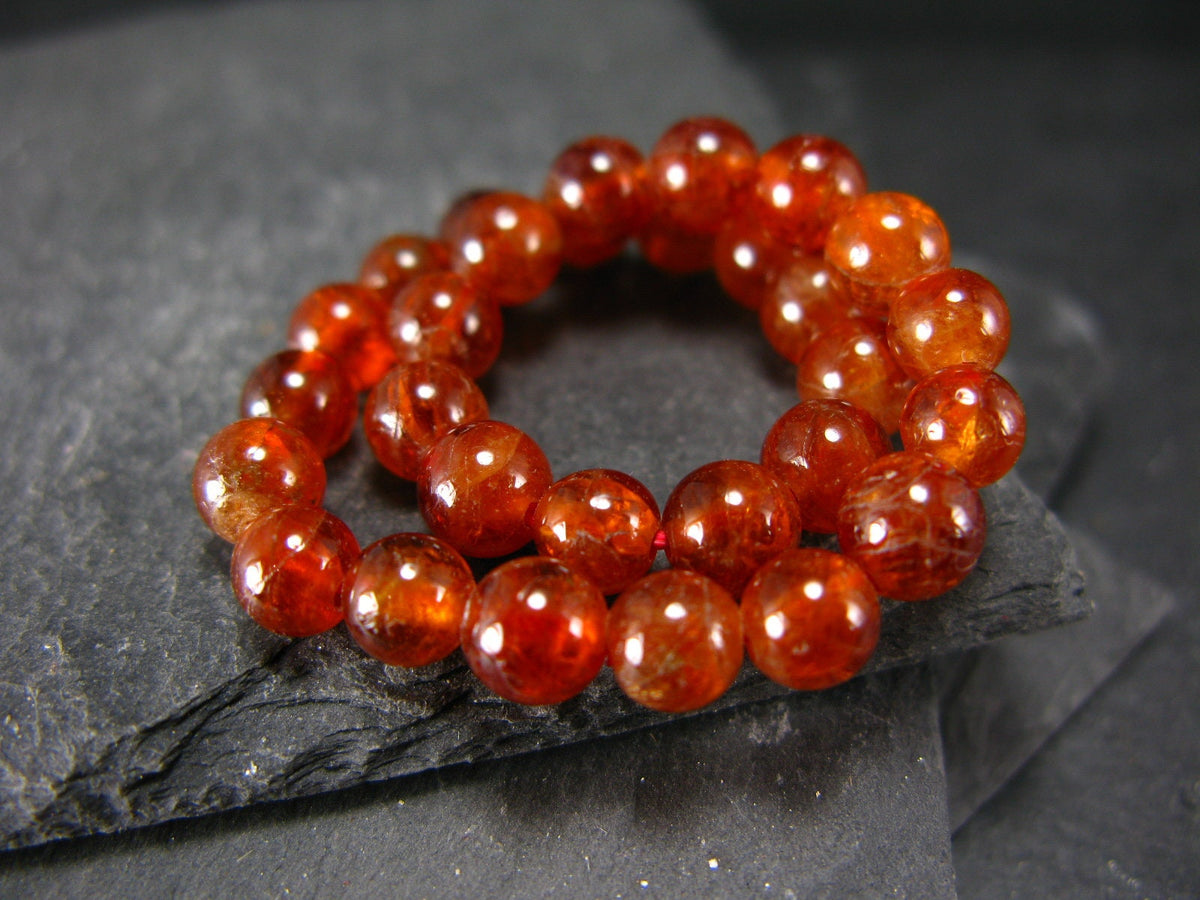 Garnet Hessonite Genuine Bracelet ~ 7 Inches ~ 6mm Round Beads