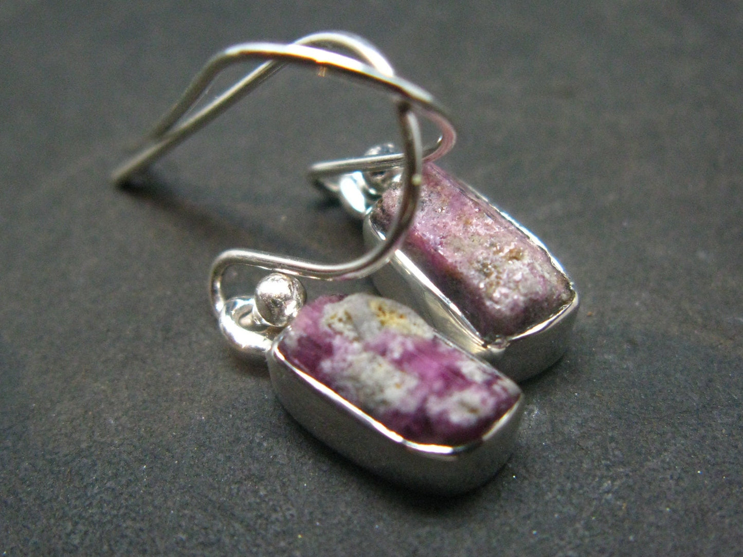 Bixbite Red Emerald Beryl Silver Earrings From Utah USA - 1.1" - 1.98 Grams