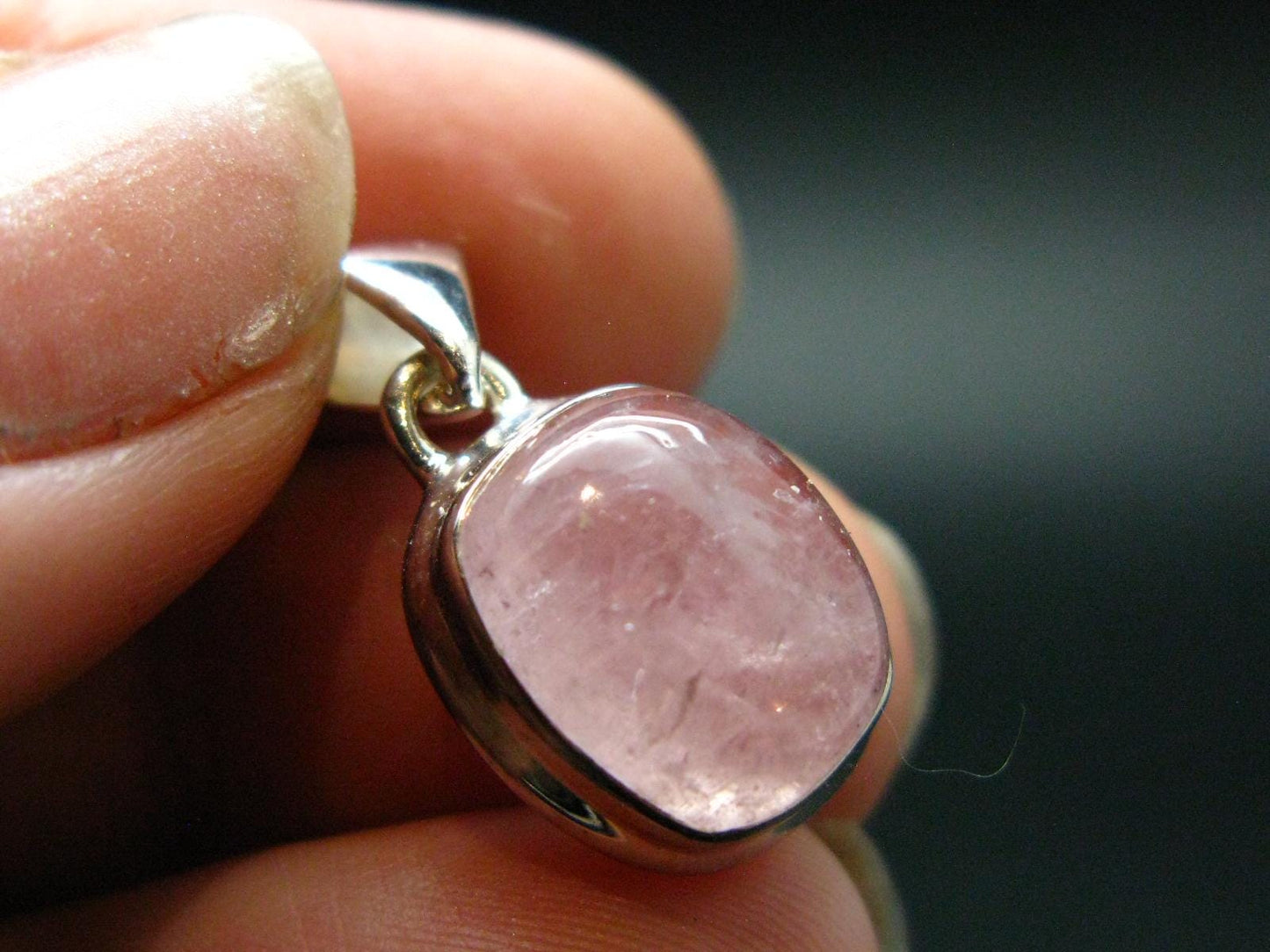Pink Morganite Silver Pendant From Brazil - 0.9" - 3.05 Grams