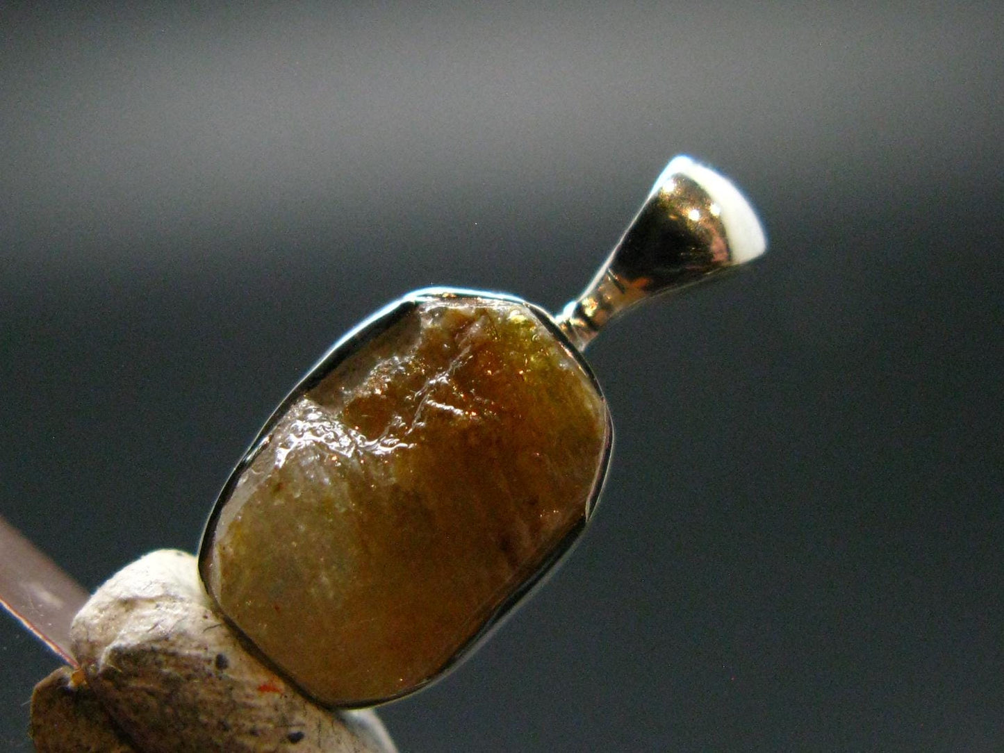 Rare Herderite Crystal Silver Pendant from Brazil - 0.7" - 1.14 Grams