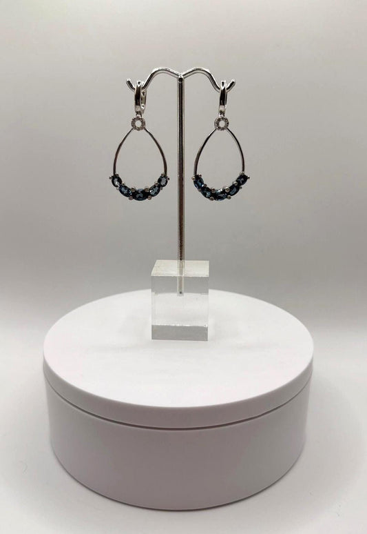Elegant London Blue Topaz Teardrop Earrings in Sterling Silver - Weight 8.49 Grams
