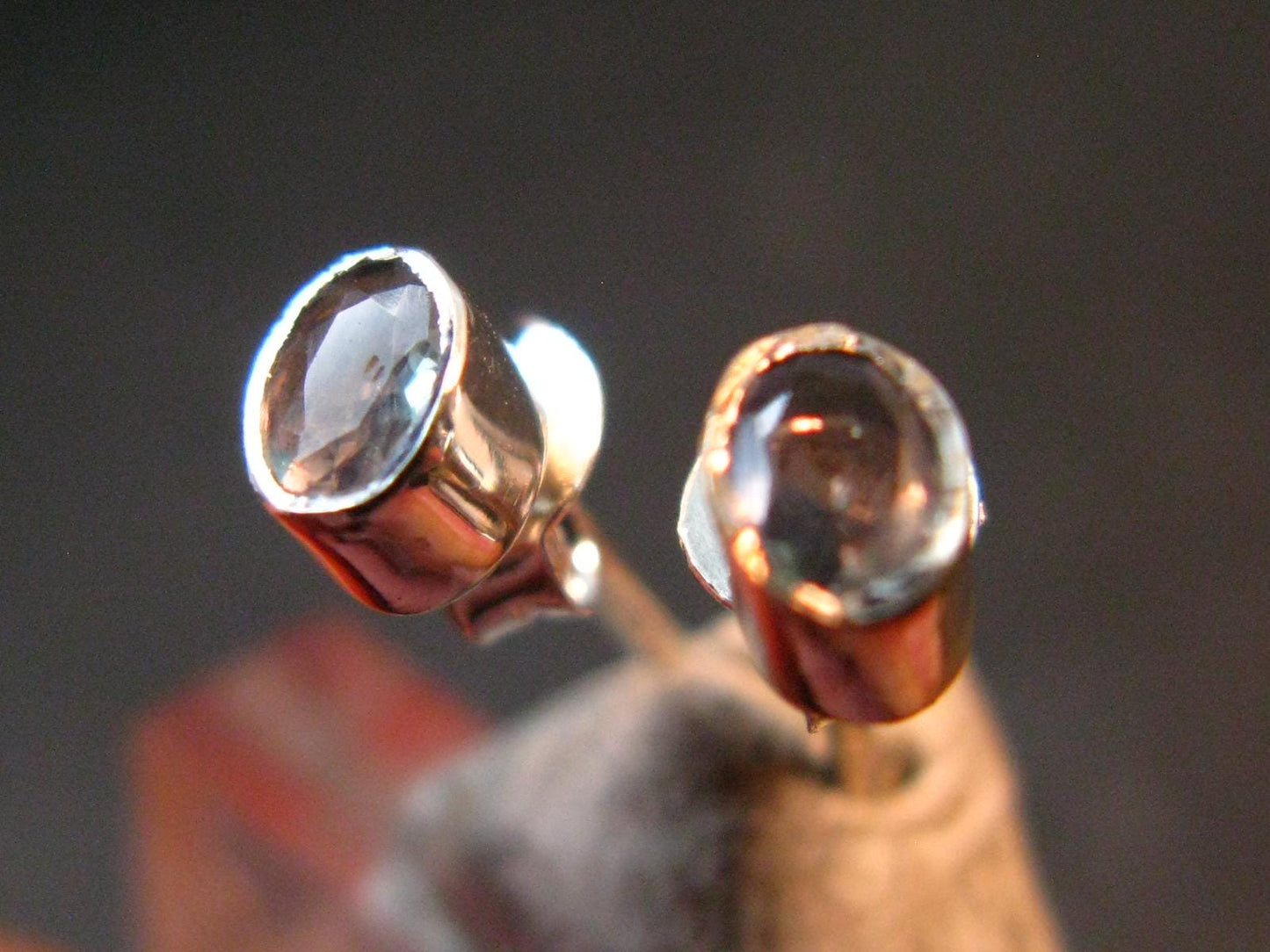 Alexandrite Gem Silver Stud Earrings From Russia - 0.86 Grams