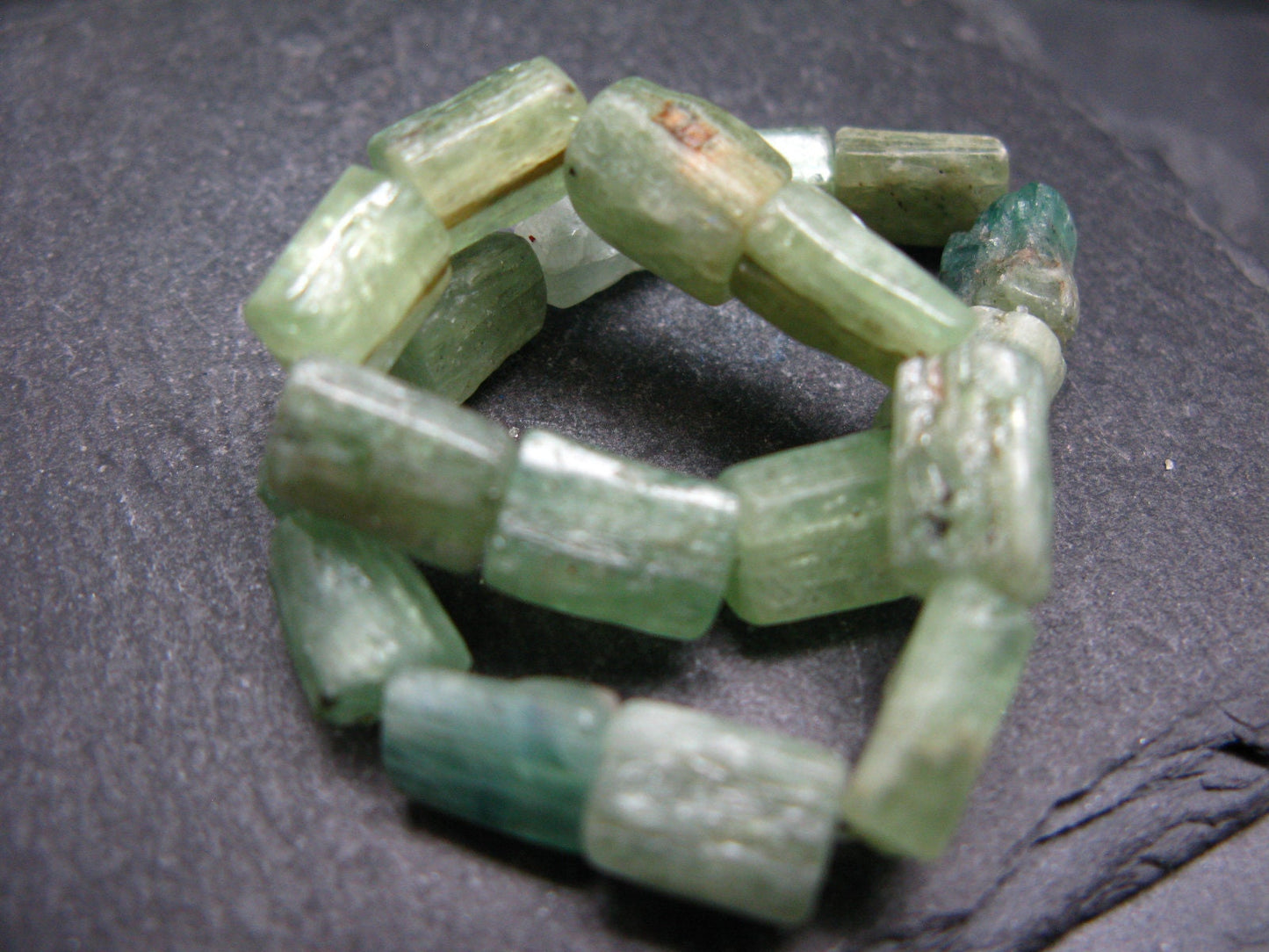 Green Kyanite Genuine Bracelet ~ 7 Inches ~ 10mm Crystal Beads