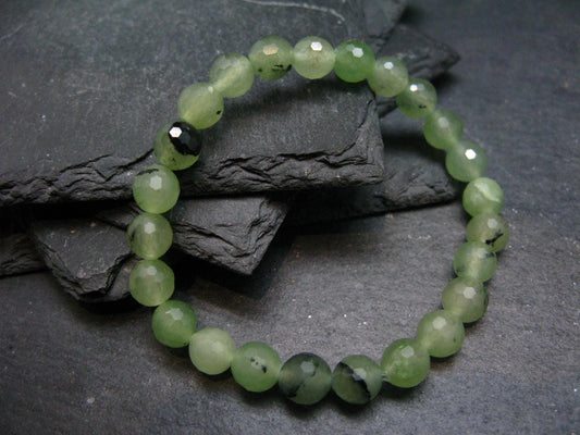 Prehnite & Epidote Genuine Bracelet ~ 7 Inches ~ 8mm Facetted Beads